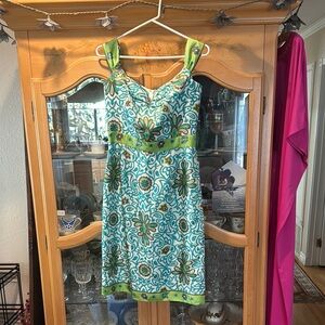 Floral Green and Blue Dress